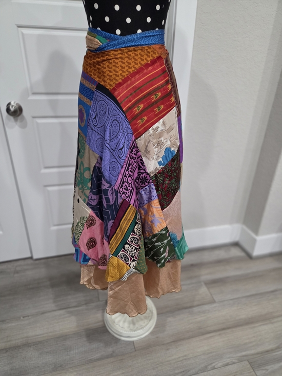 Dresses & Skirts - Vintage Bohemian Multi-Panel Patchwork Reversible Maxi Skirt -  Mixed Print